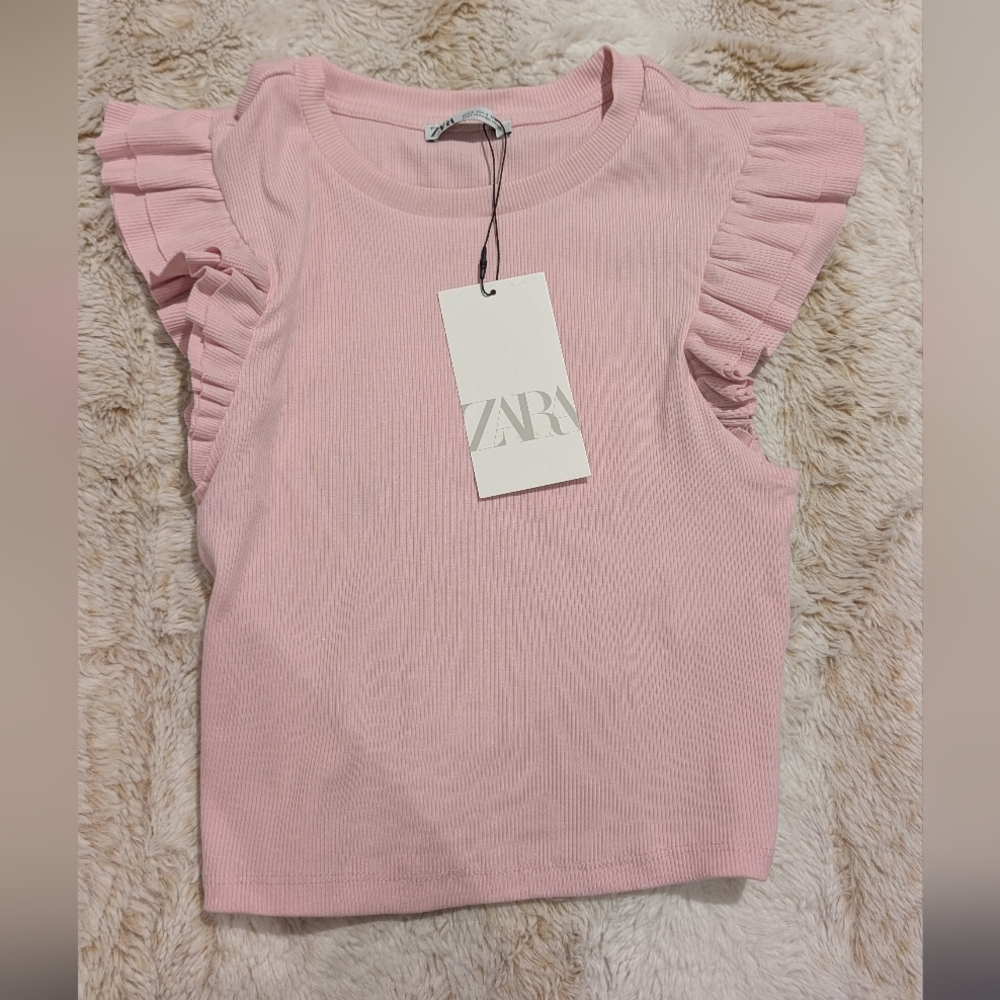 Brand New Zara Ruffle Sleeve Cropped Shirt Size S
